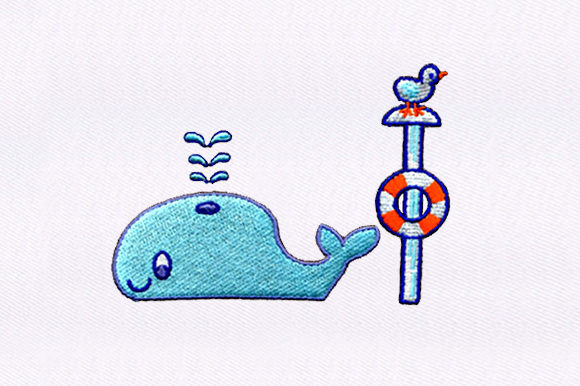 Baby Blue Whale Embroidery Design