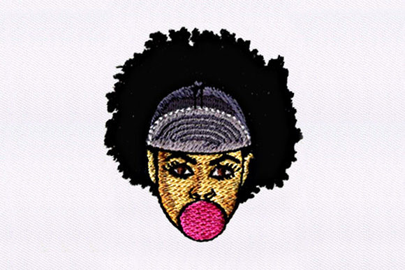 Blowing Young Girl Embroidery Design
