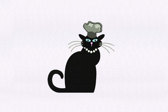 Cat Playing Chef Embroidery