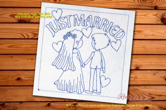 Couple Just Got Married Redwork