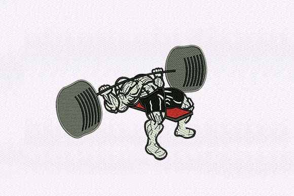 Iron Pumping Man Embroidery Design