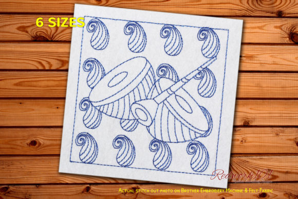 Shehnai and Drum Embroidery Design