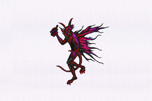 Winged Red Devil Embroidery